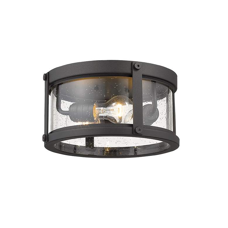 Image 4 3 Light Outdoor Flush Ceiling Mount Fixture in Black Finish more views