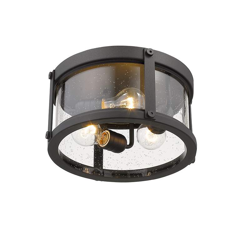 Image 5 3 Light Outdoor Flush Ceiling Mount Fixture in Black Finish more views
