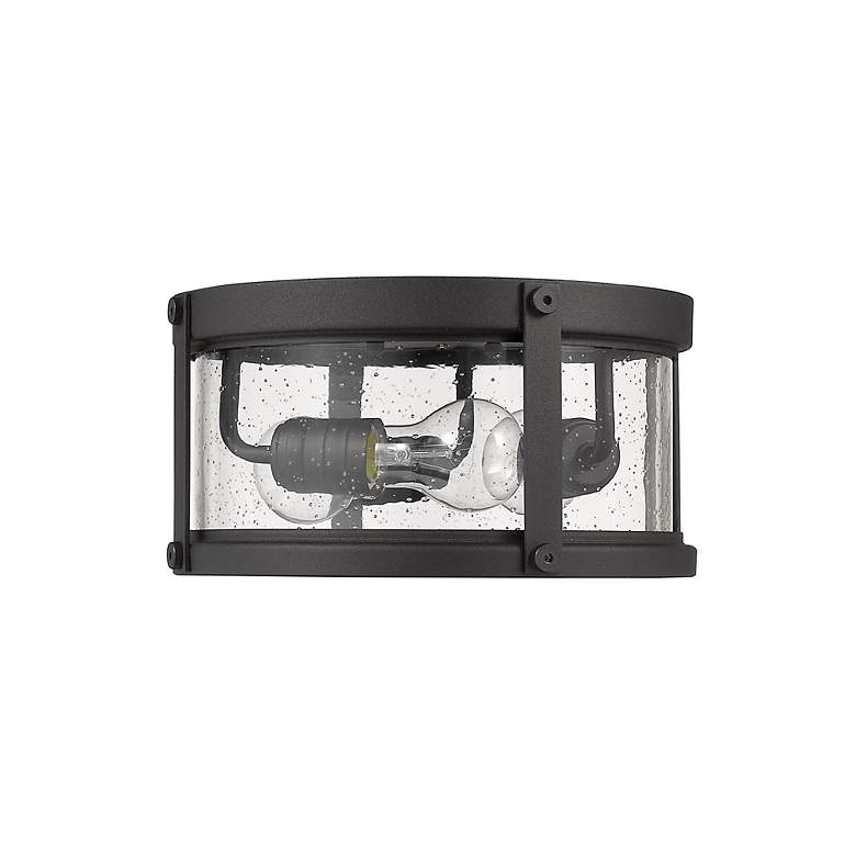 Image 6 3 Light Outdoor Flush Ceiling Mount Fixture in Black Finish more views