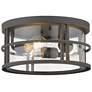 3 Light Outdoor Flush Ceiling Mount Fixture in Oil Rubbed Bronze Finish