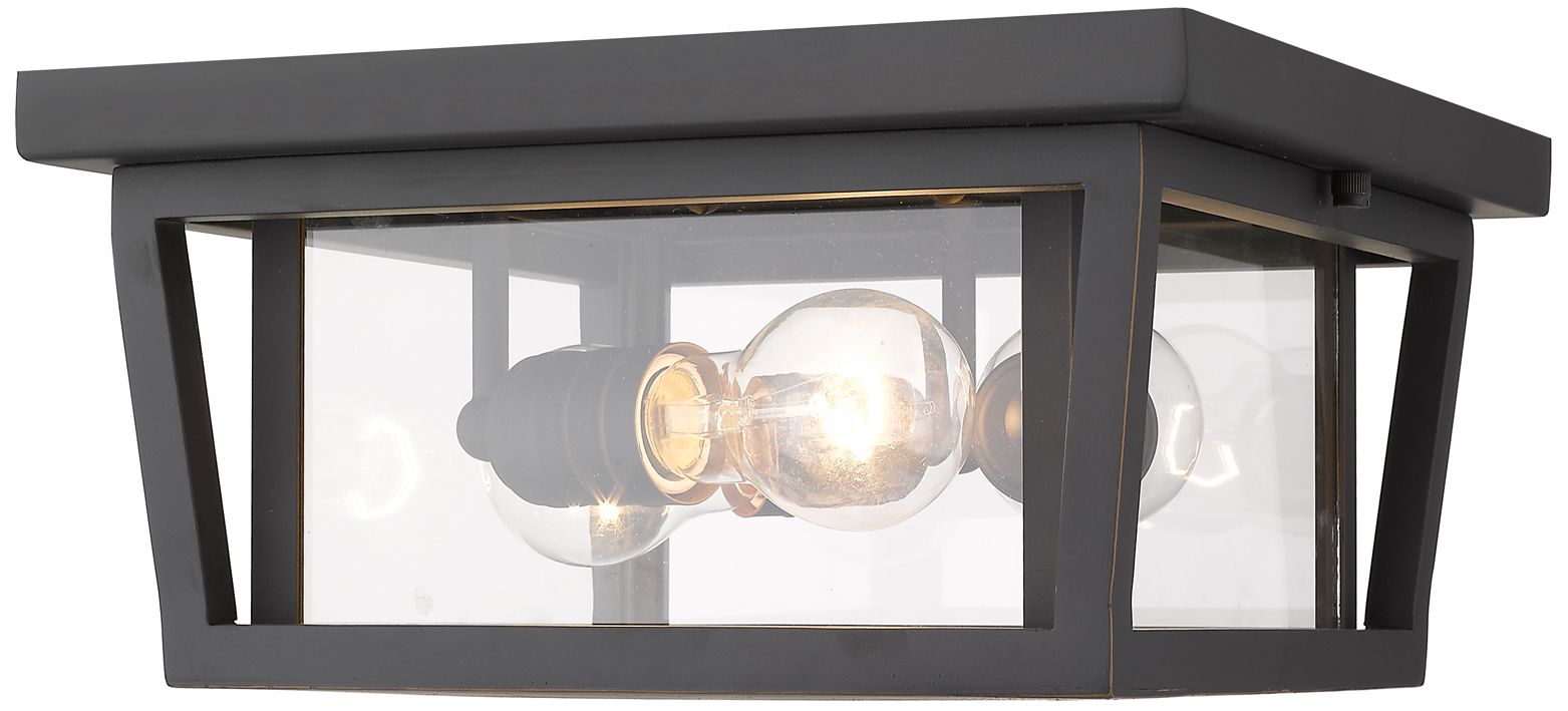 3 Light Outdoor Flush Ceiling Mount Fixture in Oil Rubbed Bronze Finish