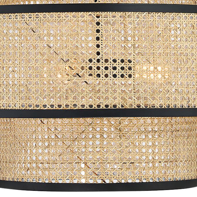 Image 3 3-Light Pendant in Natural Cane with Matte Black more views