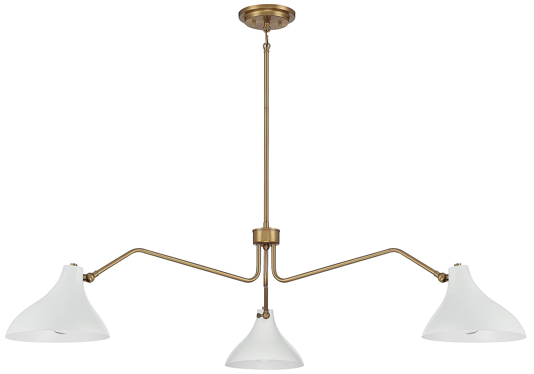 Image 3 3-Light Pendant in White with Natural Brass more views