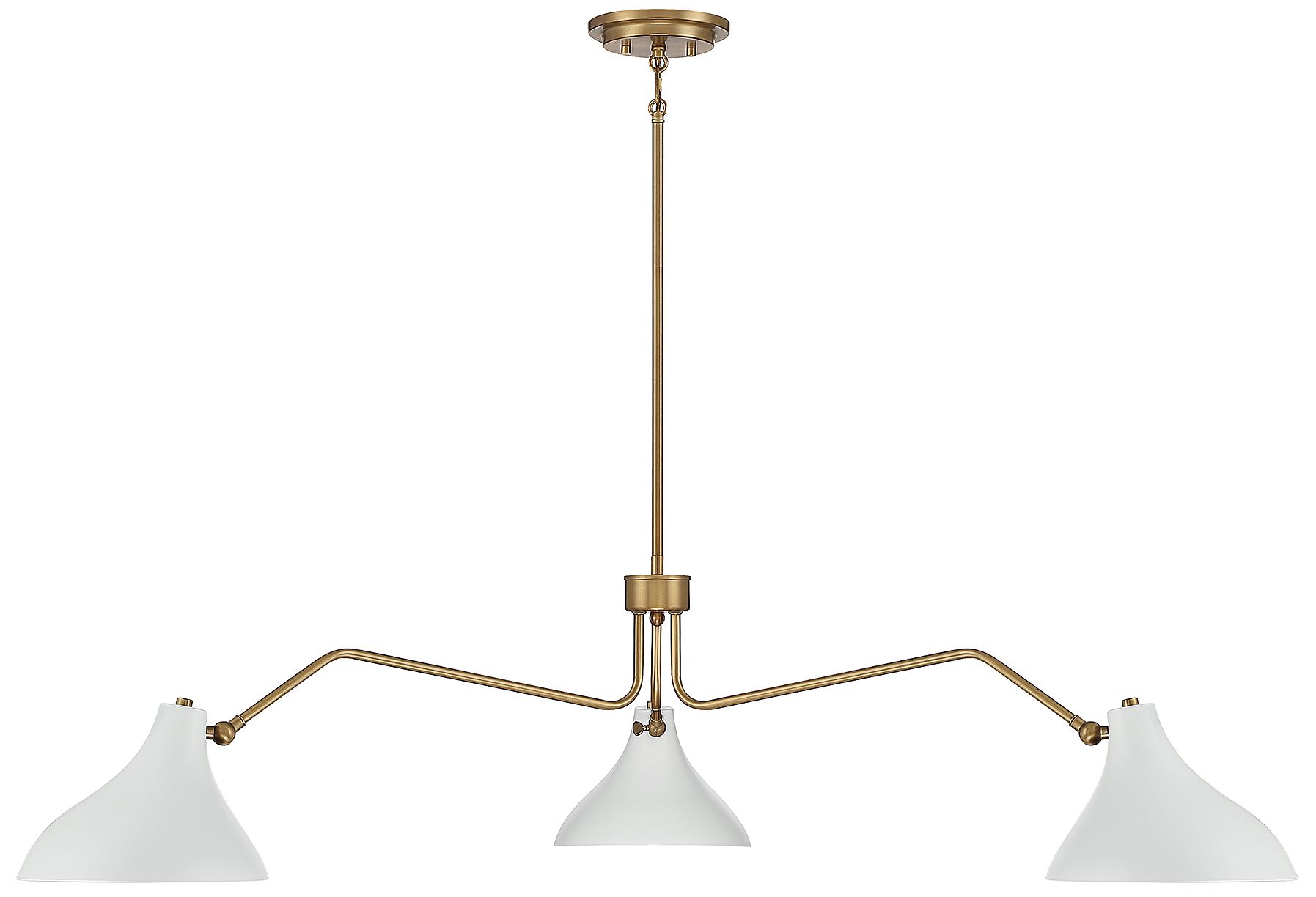 Image 4 3-Light Pendant in White with Natural Brass more views