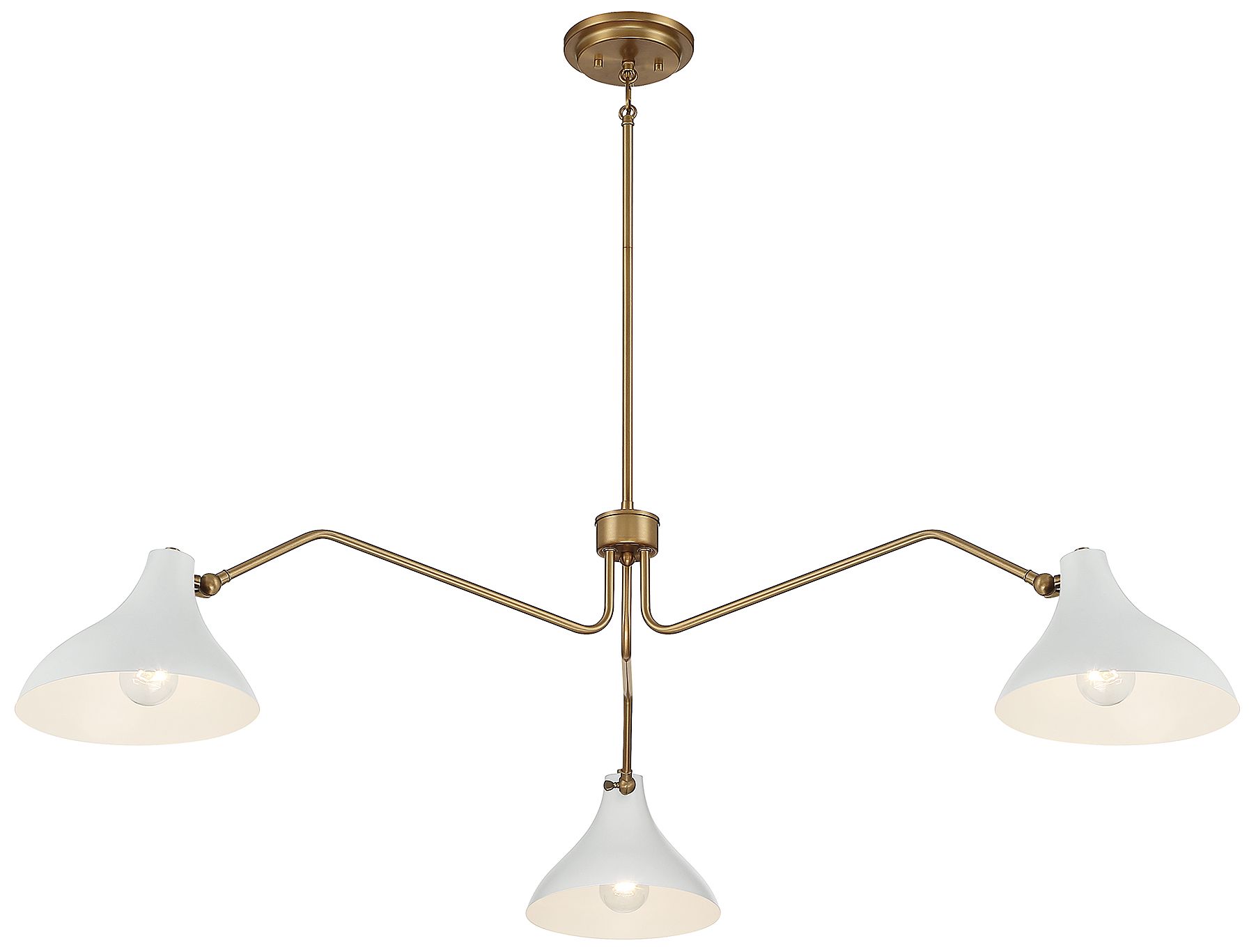 Image 5 3-Light Pendant in White with Natural Brass more views