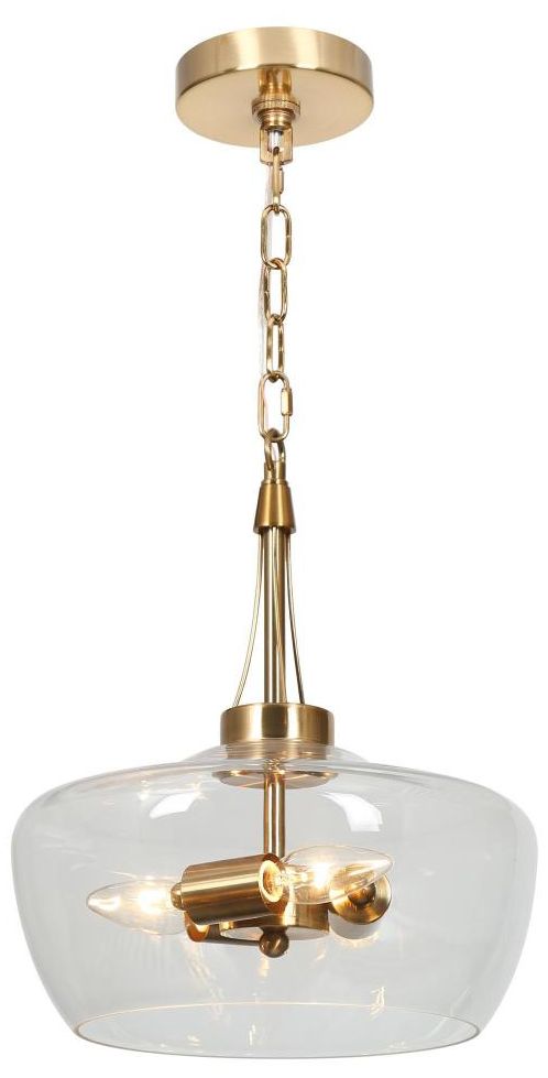 3-Light Plating Brass Chandeliers with Clear Glass