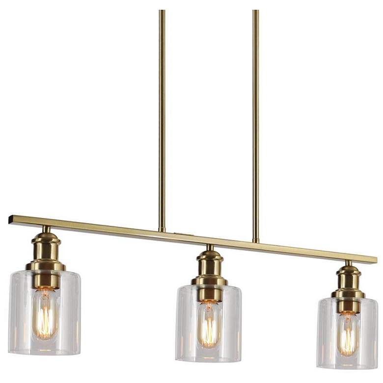 Image 1 3-Light Plating Brass Island Lamp with Clear Glass