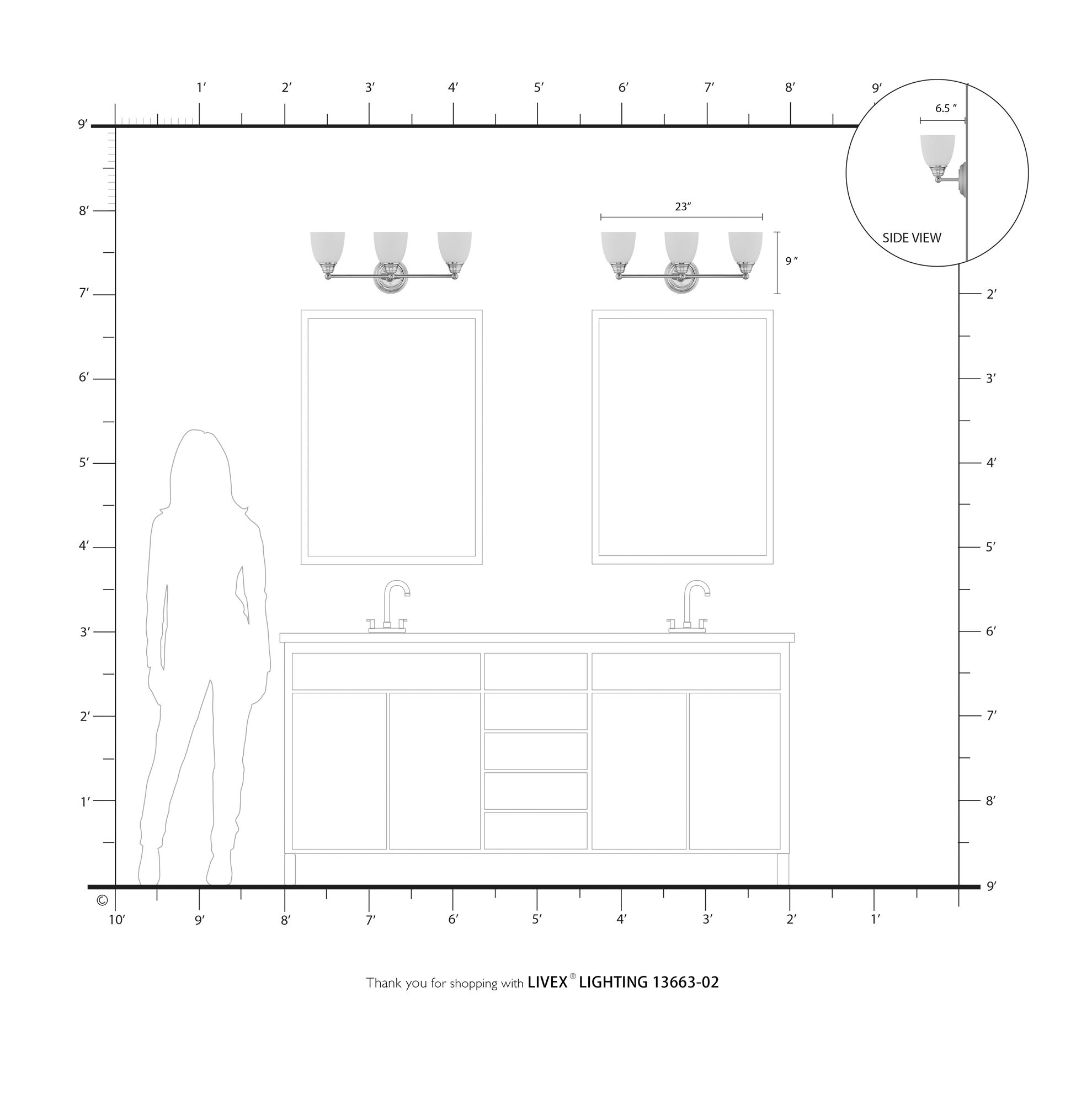 3 Light Polished Brass Bath Light