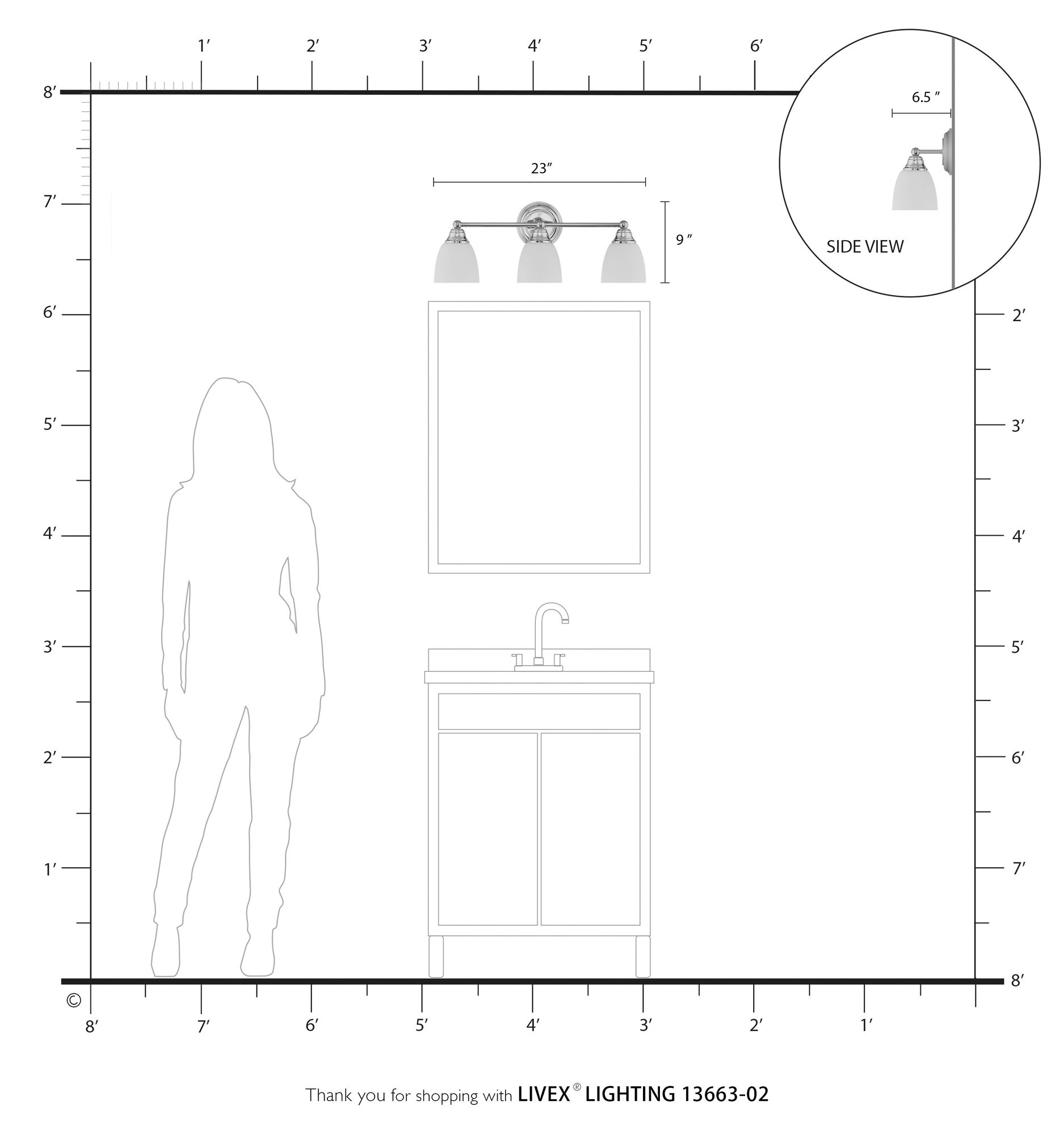 3 Light Polished Brass Bath Light