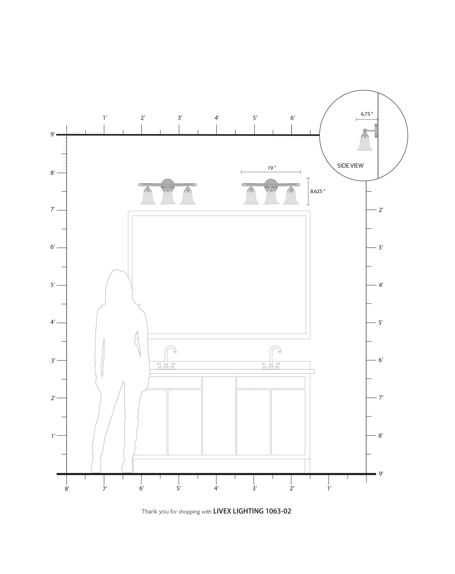 3 Light Polished Brass Bath Vanity