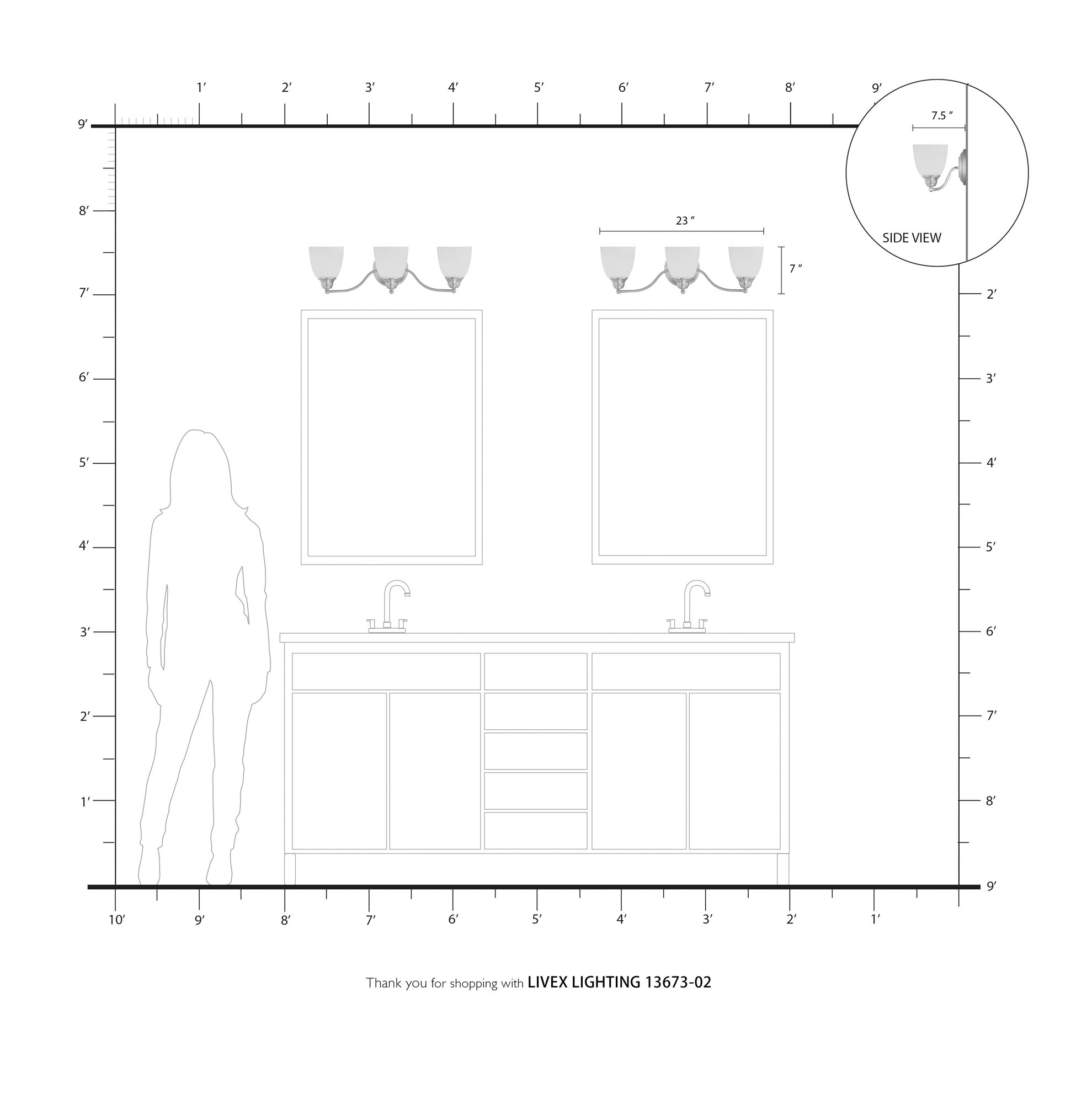 3 Light Polished Brass Bath Vanity