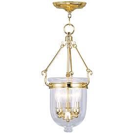 Image1 of 3 Light Polished Brass Chain Lantern