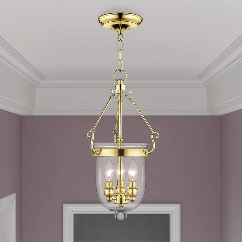 Image 7 3 Light Polished Brass Chain Lantern more views
