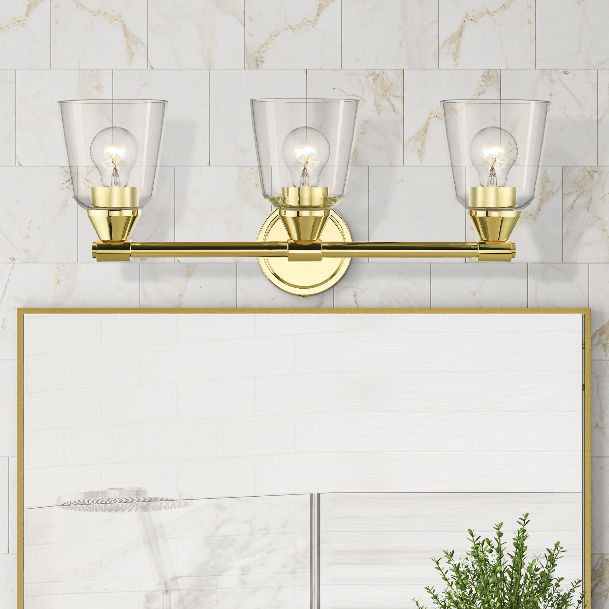 3 Light Polished Brass Vanity Sconce