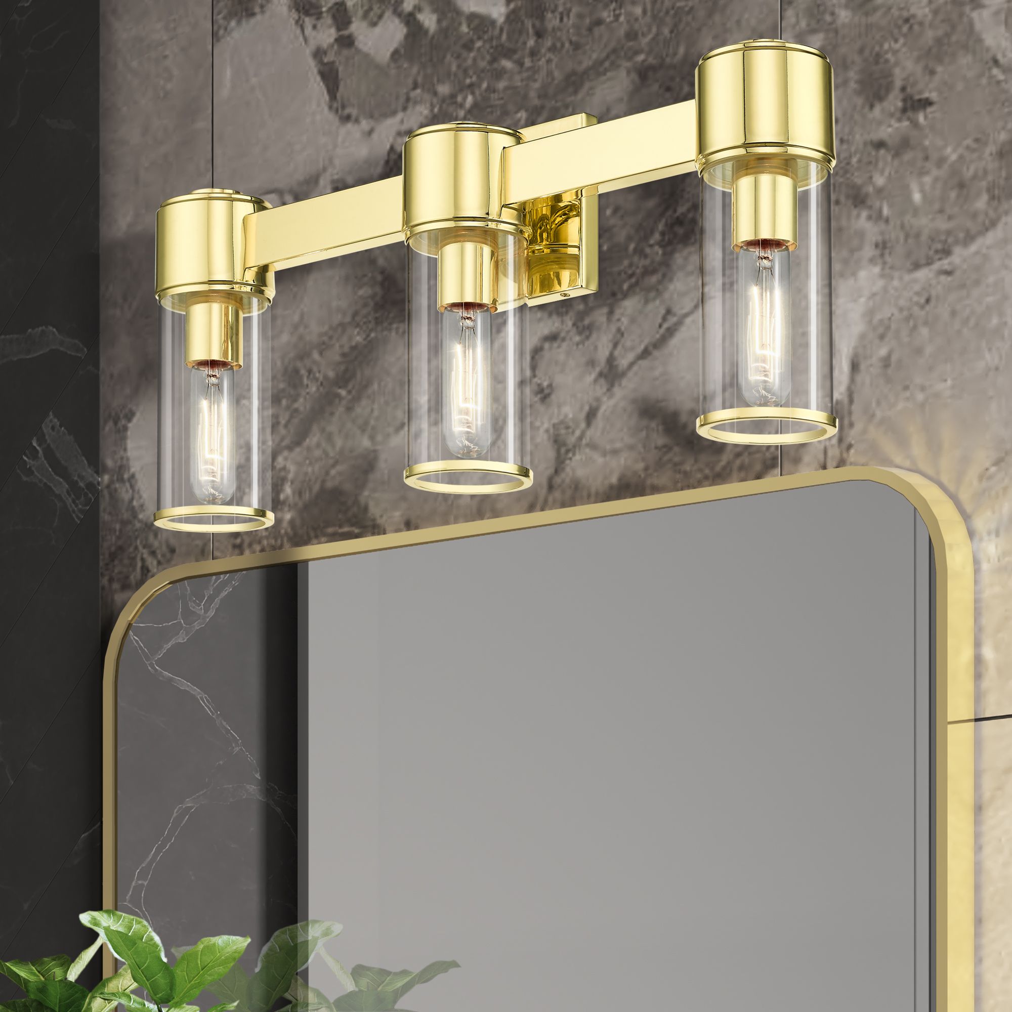 3 Light Polished Brass Vanity Sconce