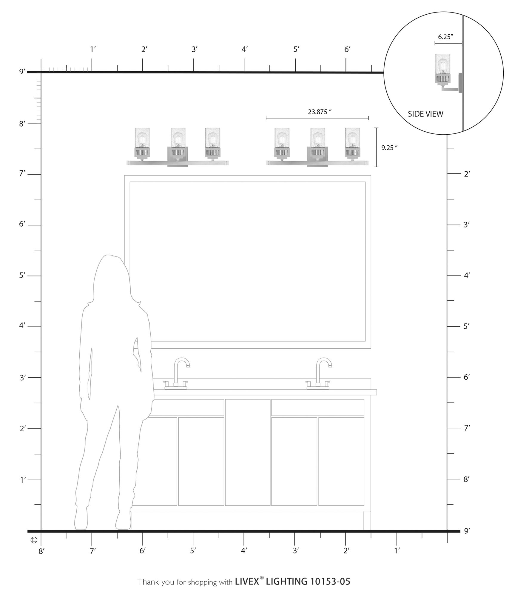 3 Light Polished Chrome Bath Vanity