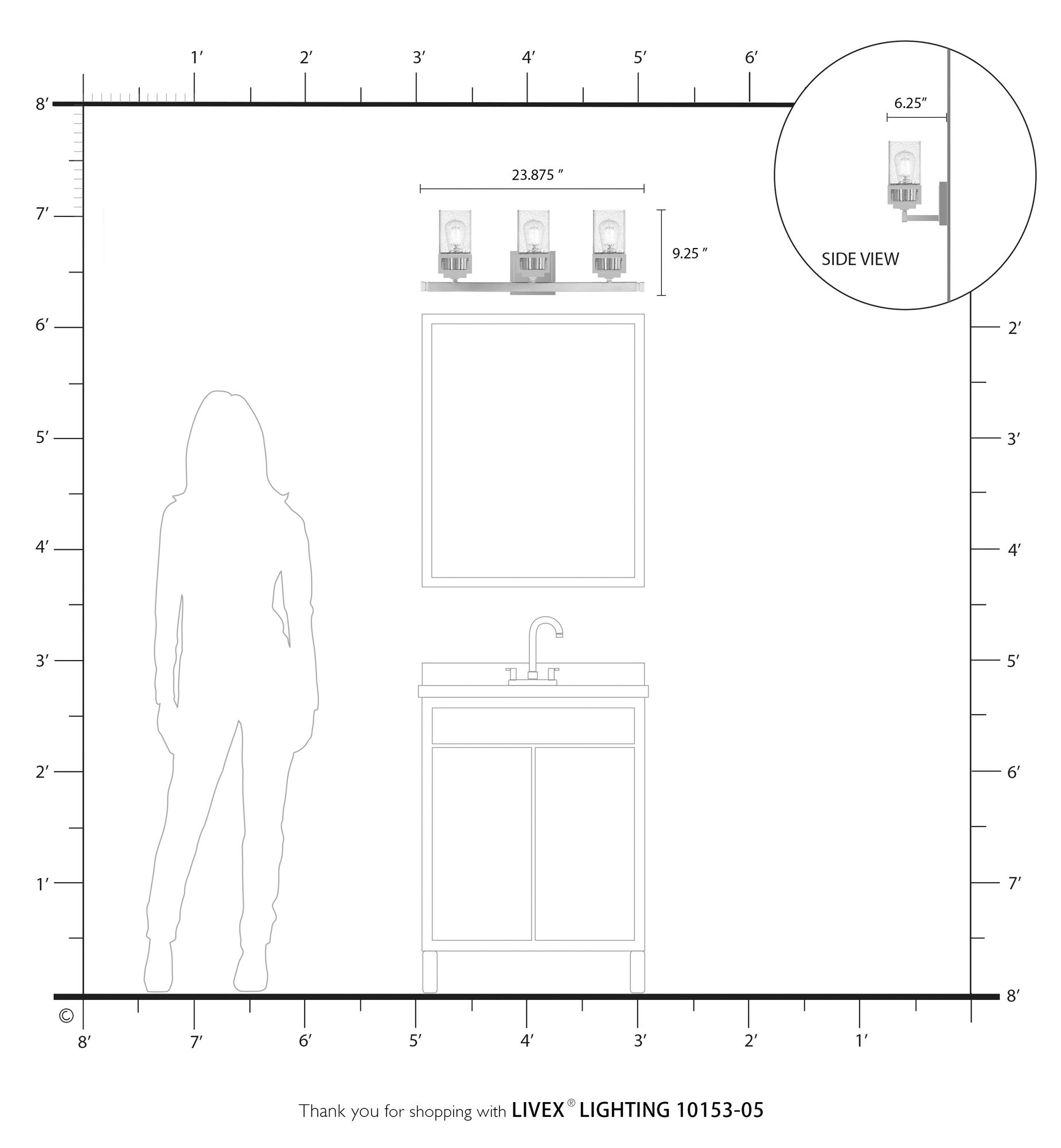 3 Light Polished Chrome Bath Vanity