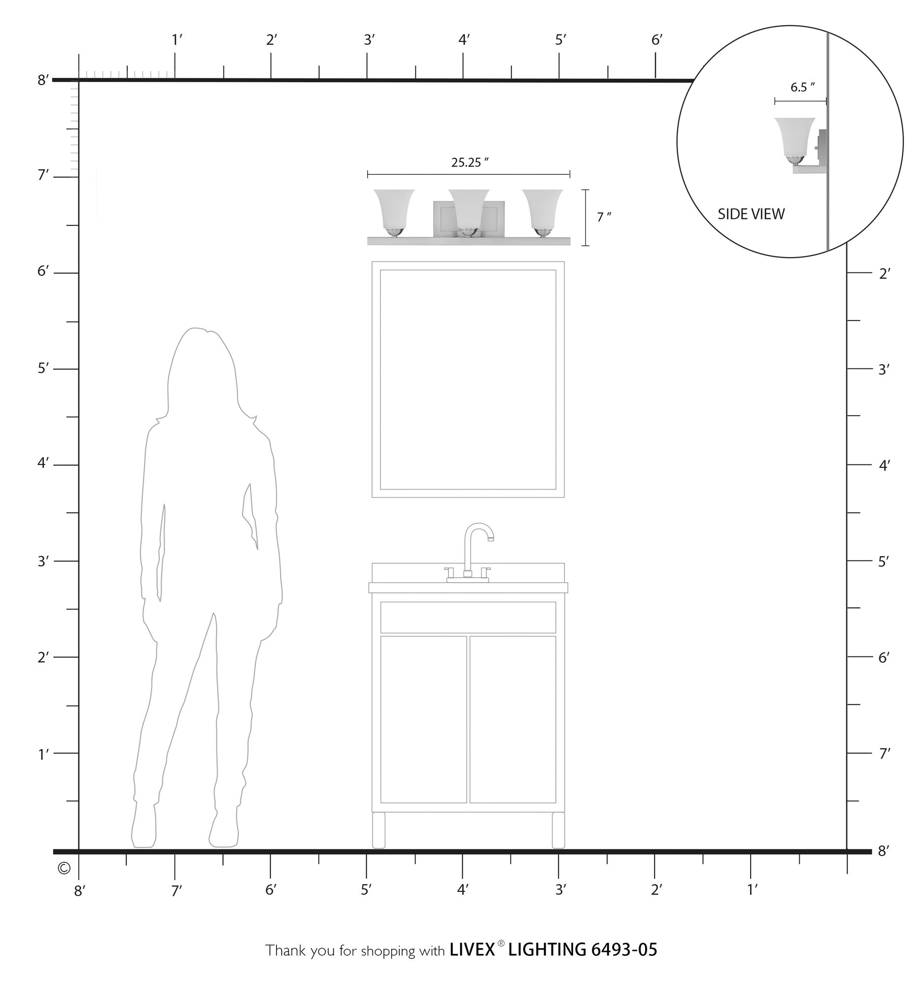 3 Light Polished Chrome Bath Vanity