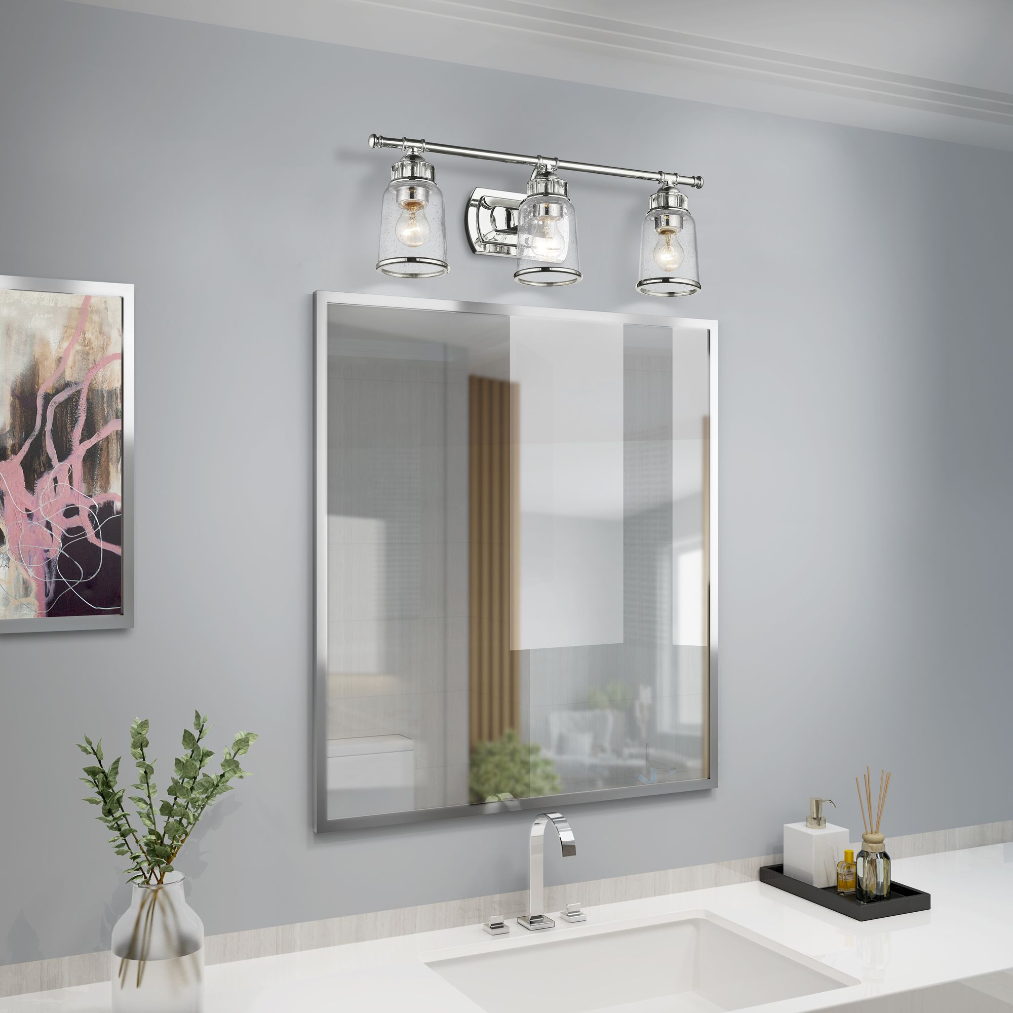 3 Light Polished Chrome Bath Vanity