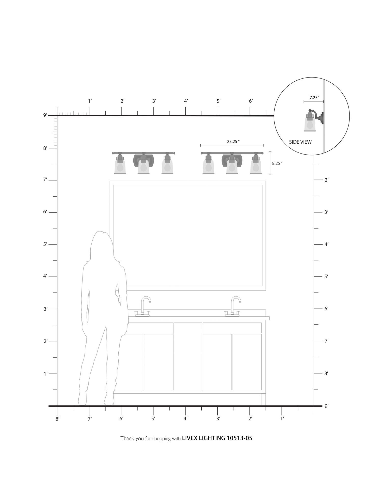 3 Light Polished Chrome Bath Vanity