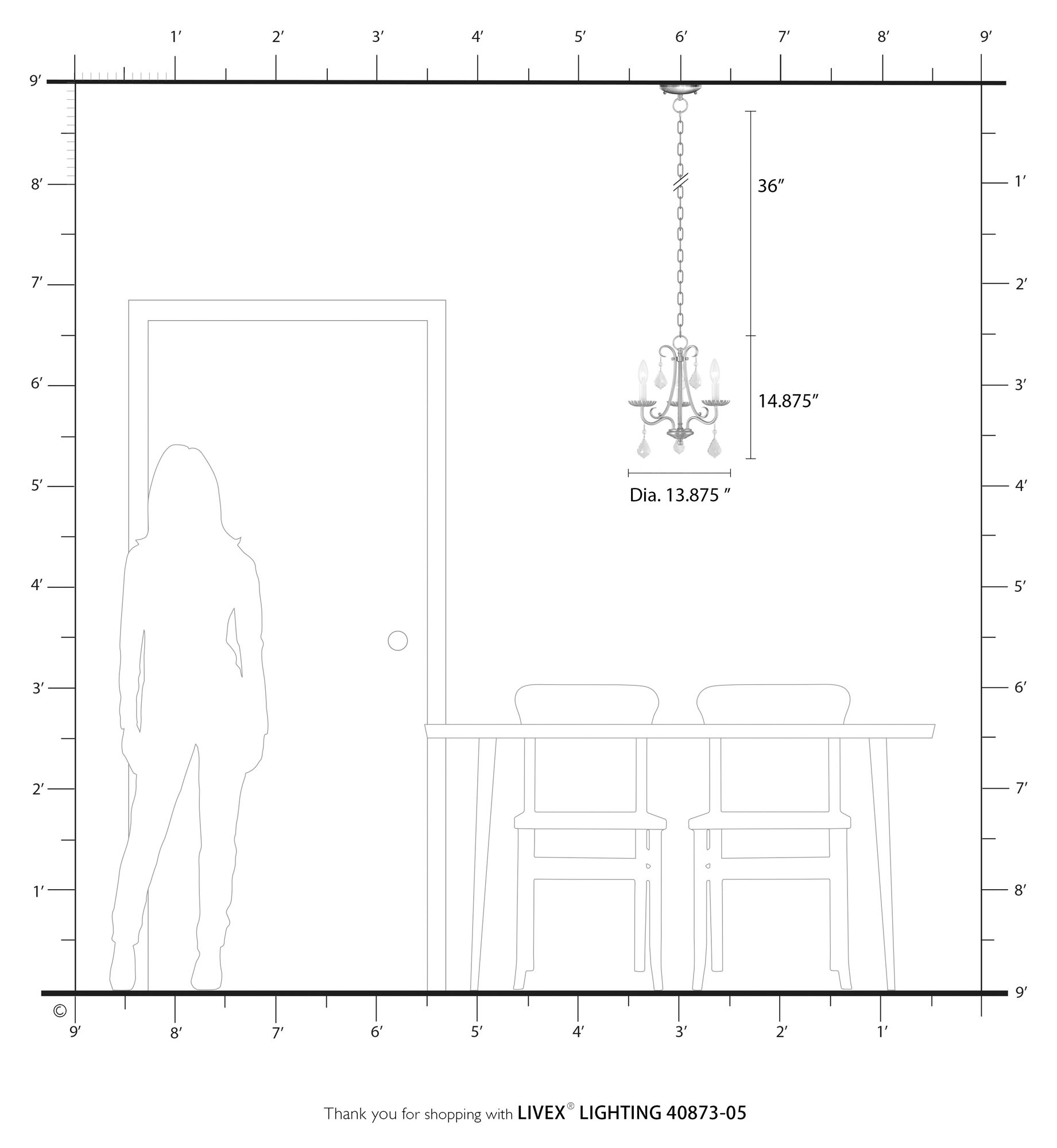 3 Light Polished Chrome Mini Chandelier