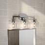 3 Light Polished Chrome Vanity Sconce with Mouth Blown Clear Glass