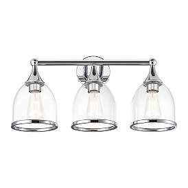 Image3 of 3 Light Polished Chrome Vanity Sconce with Mouth Blown Clear Glass more views