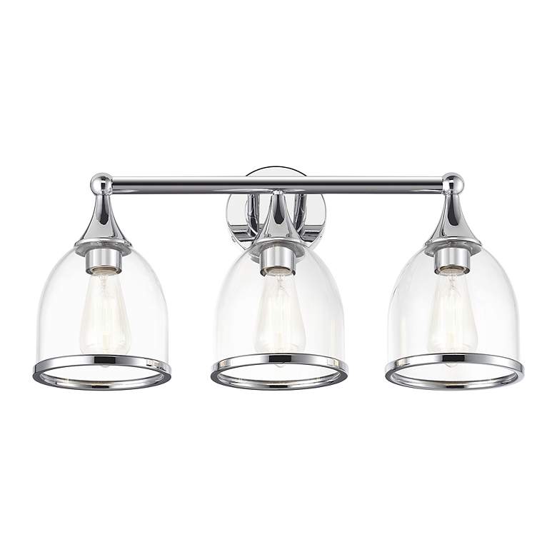 Image 3 3 Light Polished Chrome Vanity Sconce with Mouth Blown Clear Glass more views