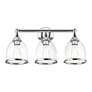 Thumbnail3 of 3 Light Polished Chrome Vanity Sconce with Mouth Blown Clear Glass more views