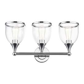 Image4 of 3 Light Polished Chrome Vanity Sconce with Mouth Blown Clear Glass more views