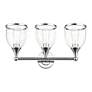 Thumbnail4 of 3 Light Polished Chrome Vanity Sconce with Mouth Blown Clear Glass more views