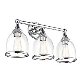 Image5 of 3 Light Polished Chrome Vanity Sconce with Mouth Blown Clear Glass more views