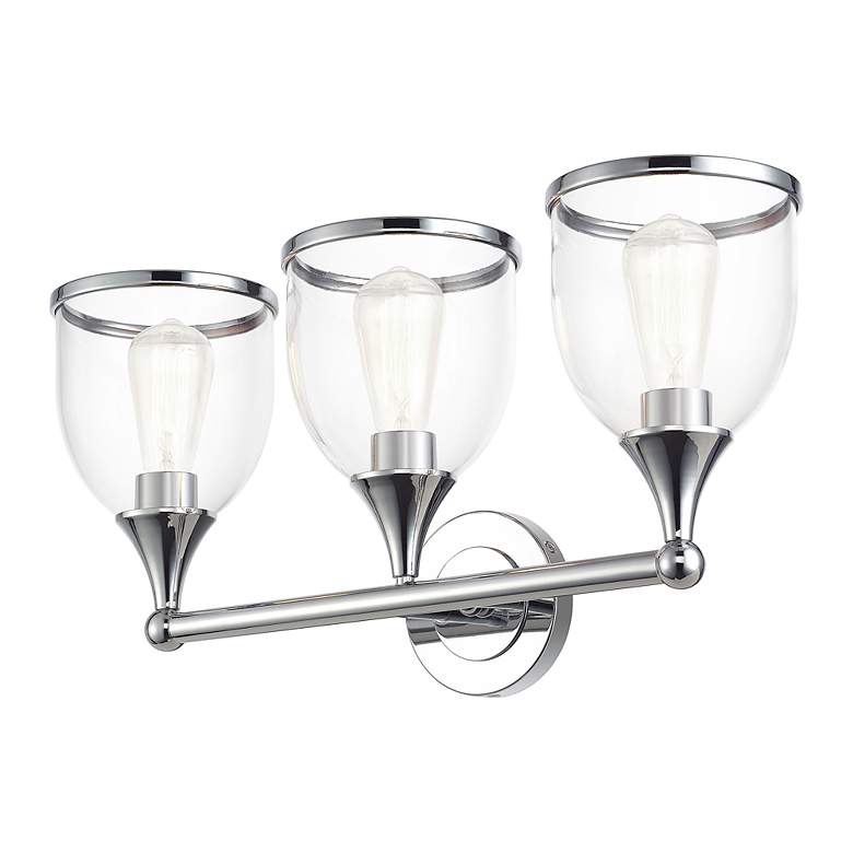 Image 6 3 Light Polished Chrome Vanity Sconce with Mouth Blown Clear Glass more views