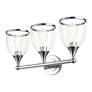 3 Light Polished Chrome Vanity Sconce with Mouth Blown Clear Glass