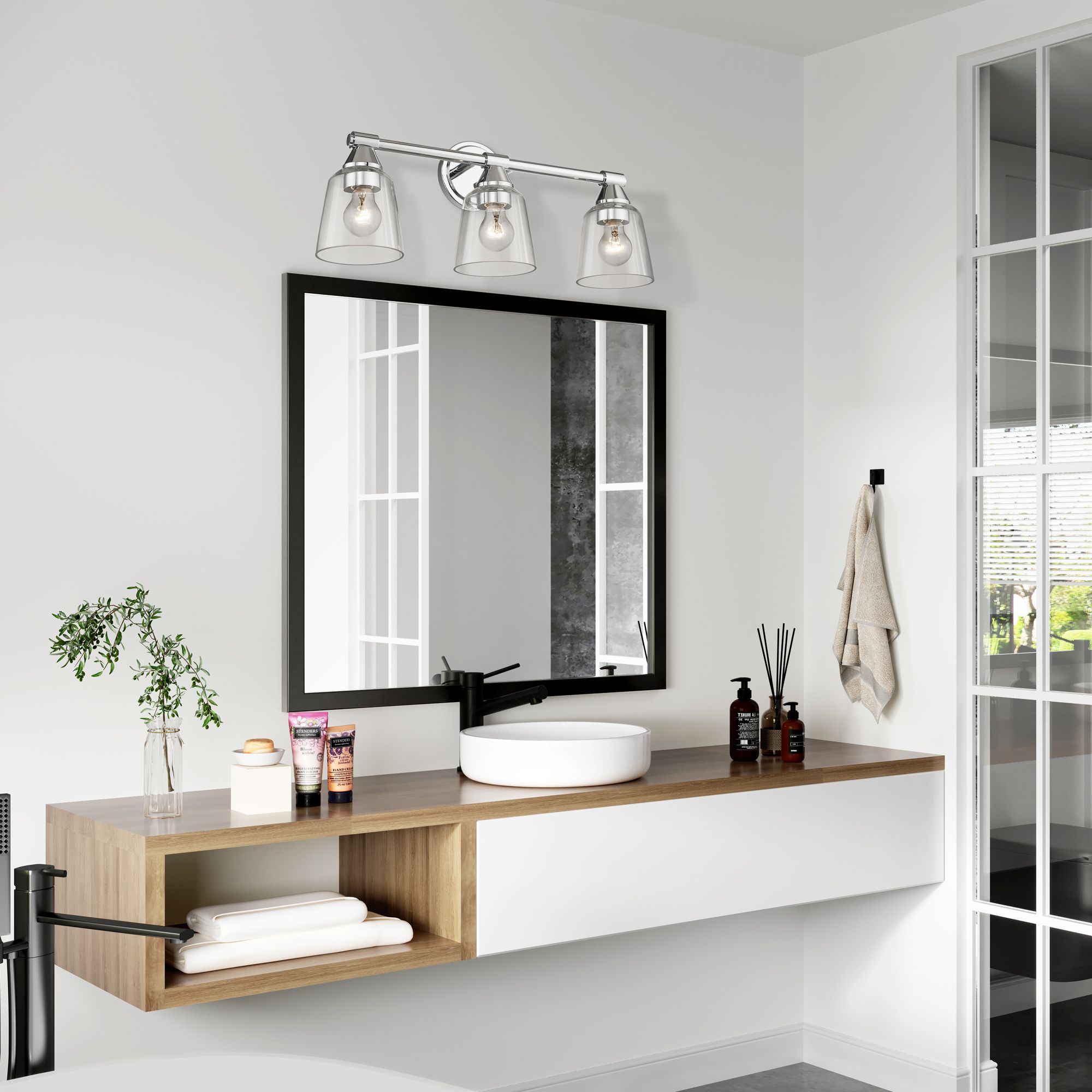 3 Light Polished Chrome Vanity Sconce