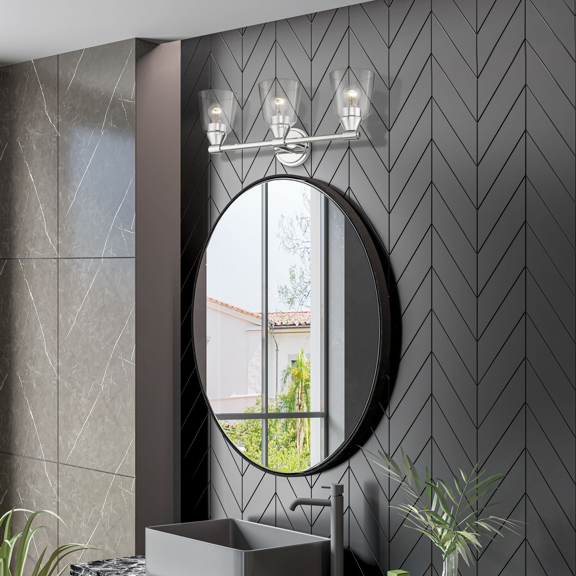 3 Light Polished Chrome Vanity Sconce