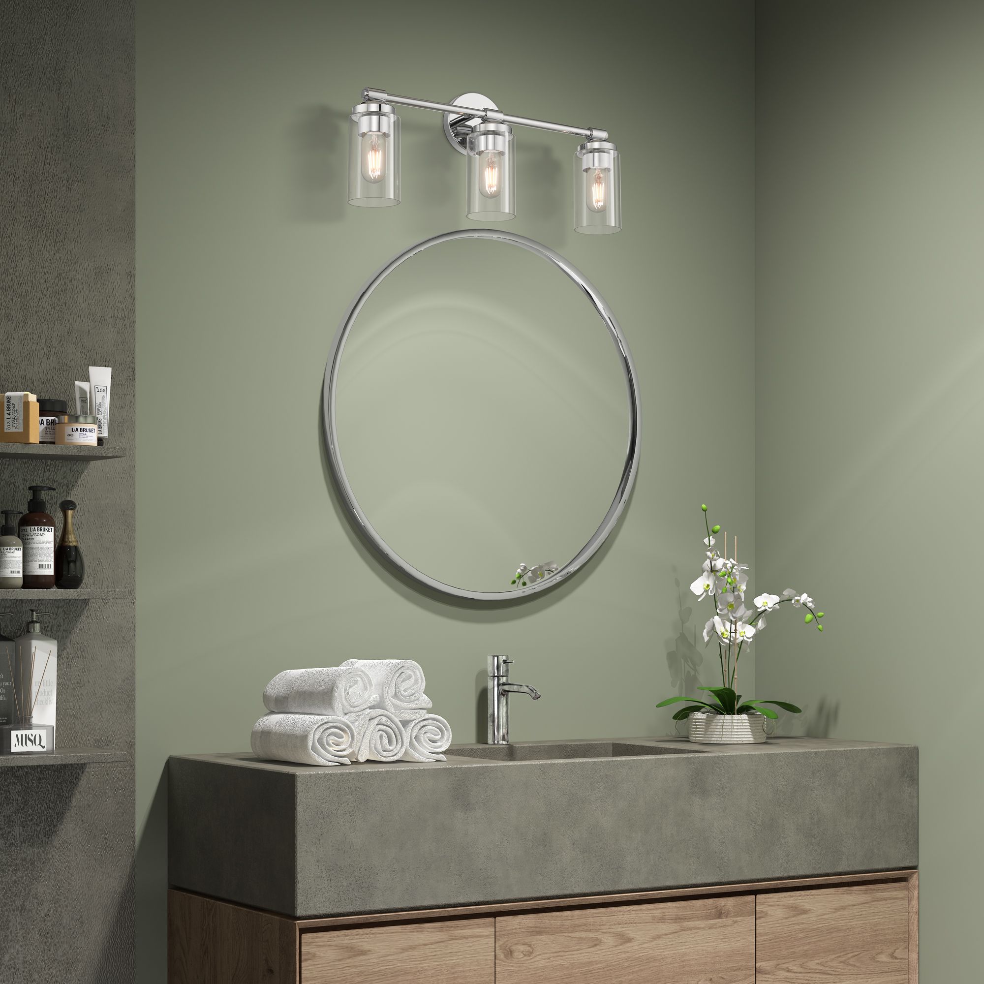 3 Light Polished Chrome Vanity Sconce