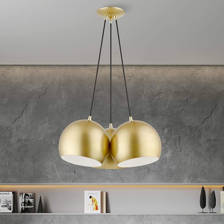 Image 1 3 Light Polished Gold Globe Pendant