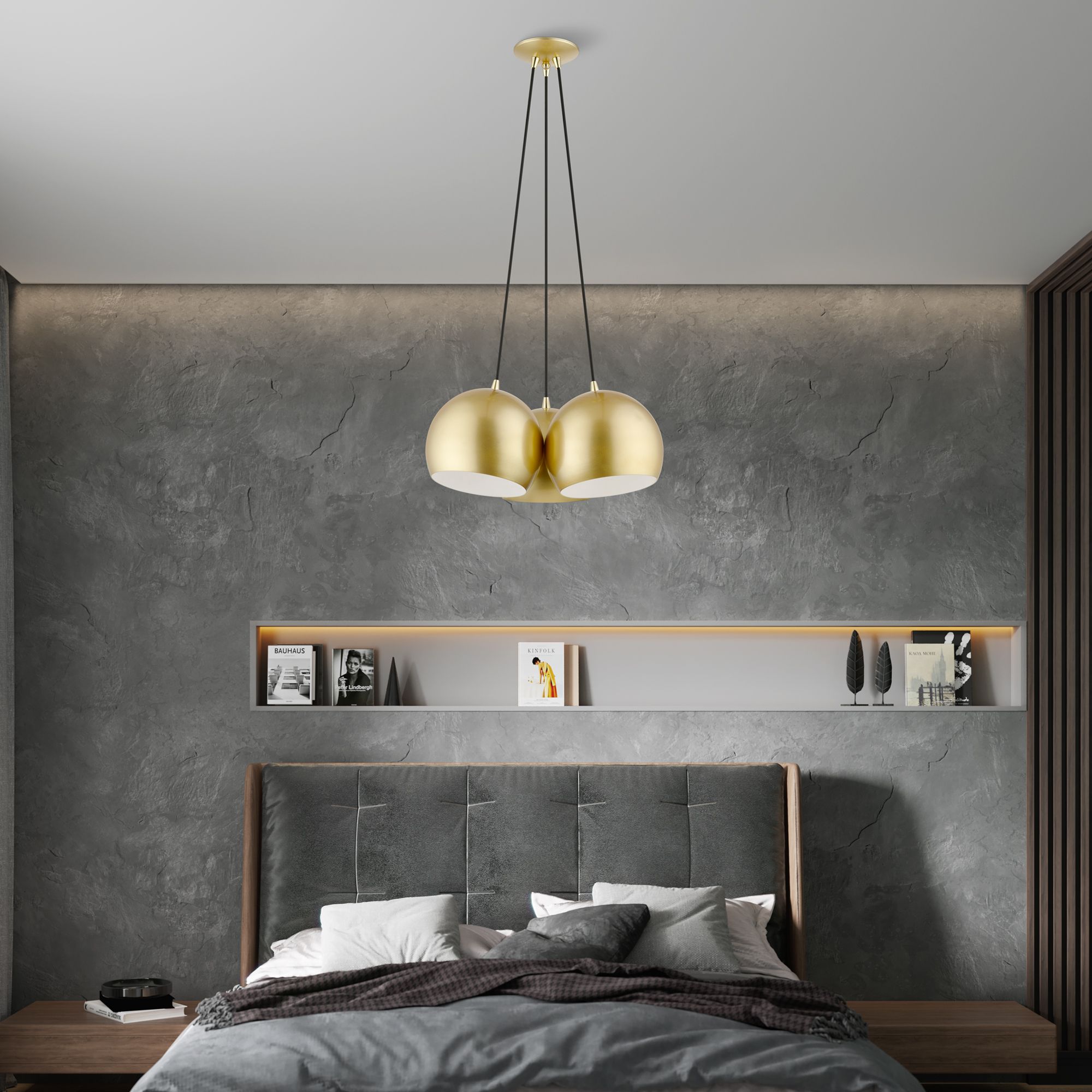 3 Light Polished Gold Globe Pendant