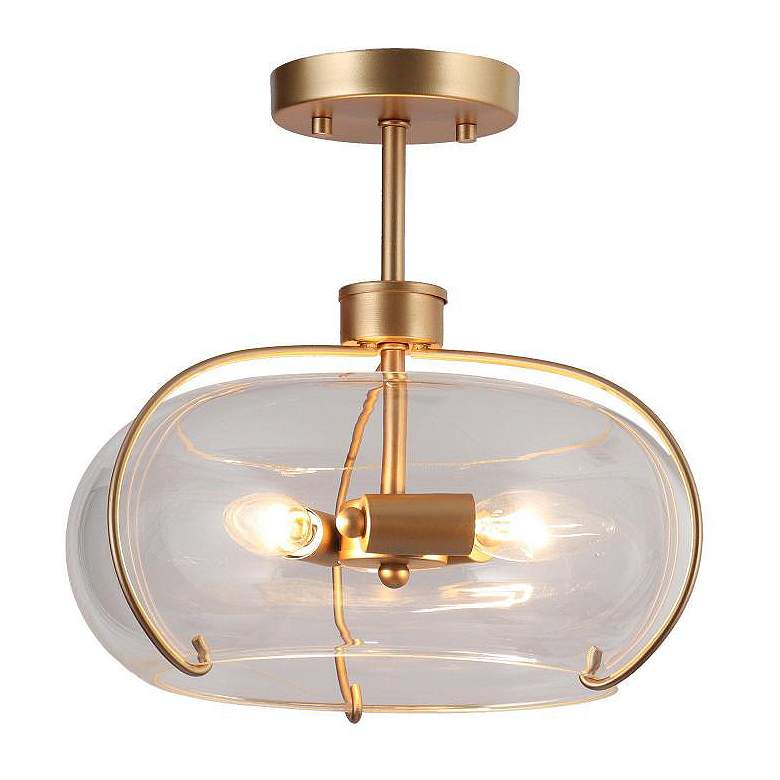 Image 1 3-Light Satin Gold Ceiling Lamp with Clear Glass