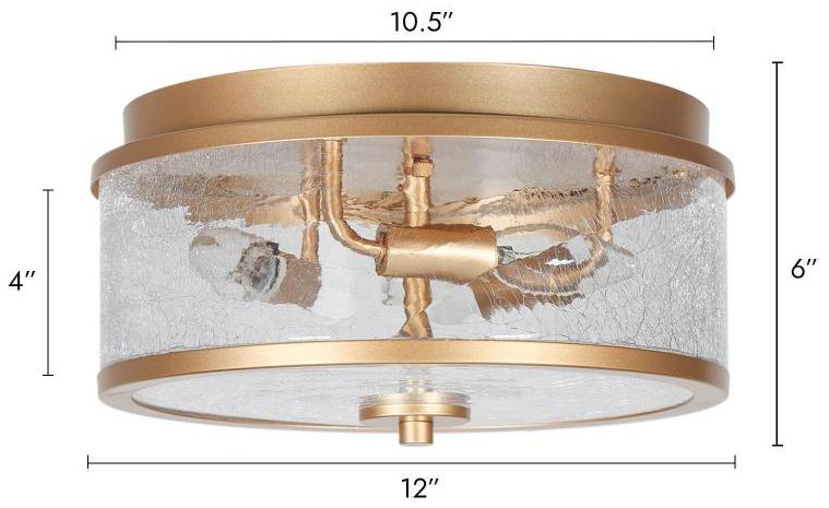 Image 2 3-Light Satin Gold Ceiling Lamp with Crackle Glass more views