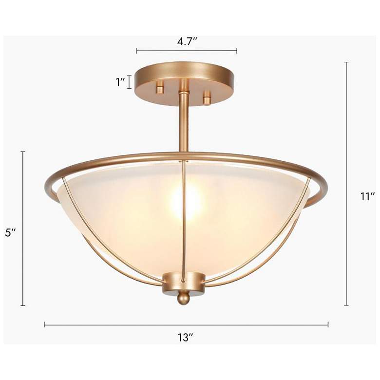 Image 2 3-Light Satin Gold Ceiling Lamp with Frosted Glass more views