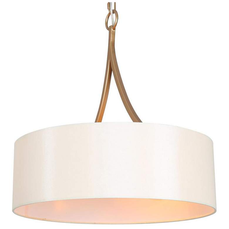 Image 1 3-Light Satin Gold Fabric Chandeliers