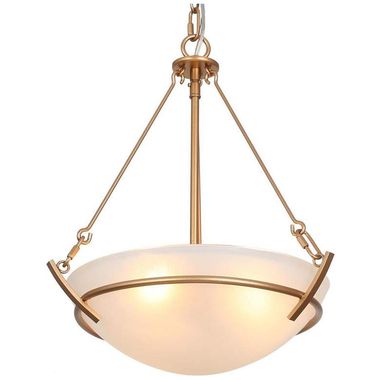 Image 1 3-Light Satin Gold Pot Chandeliers with Frosted Glass