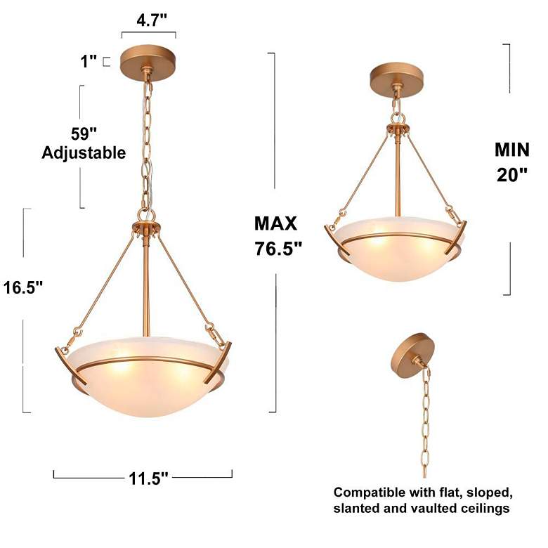 Image 2 3-Light Satin Gold Pot Chandeliers with Frosted Glass more views