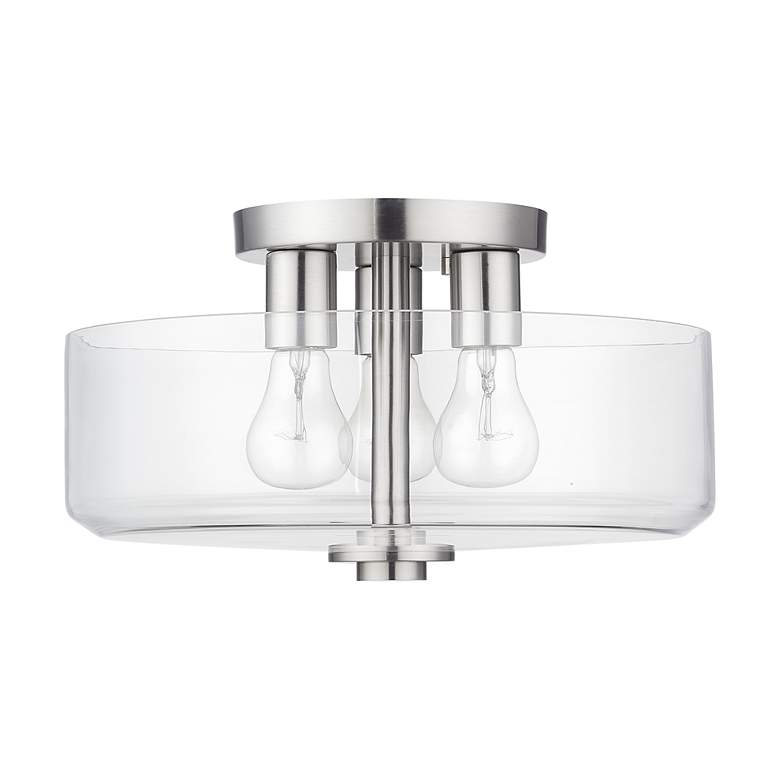 Image 3 3 Light Semi-Flush with Mouth Blown Clear Glass more views