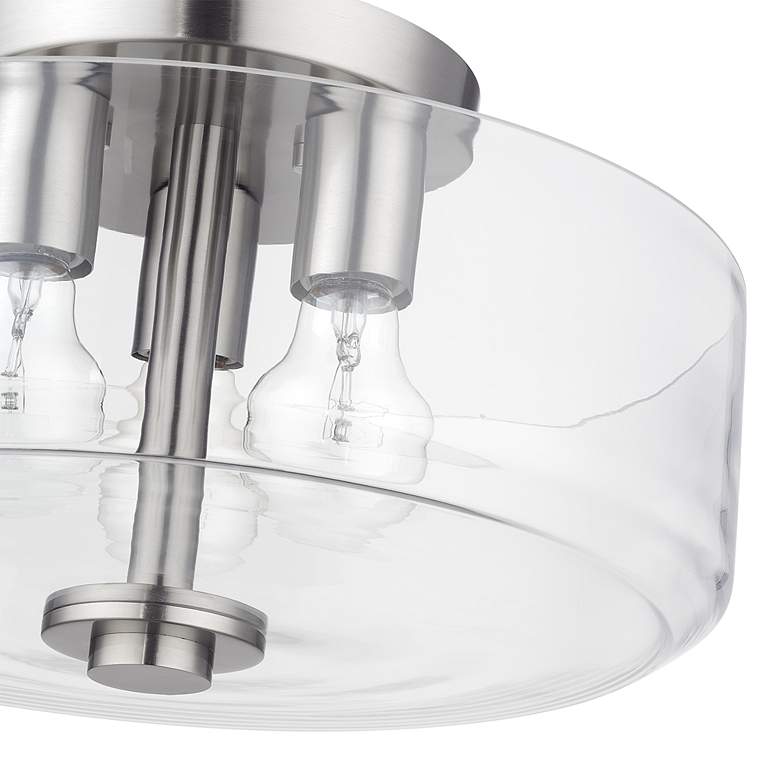 Image 6 3 Light Semi-Flush with Mouth Blown Clear Glass more views
