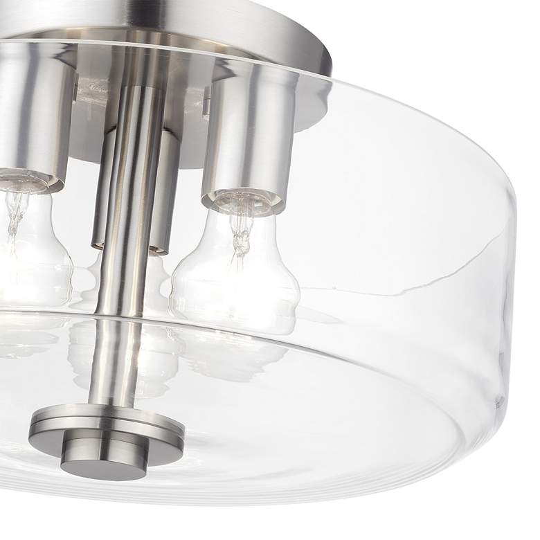 Image 7 3 Light Semi-Flush with Mouth Blown Clear Glass more views