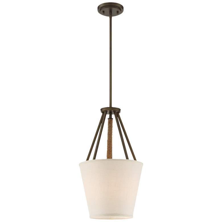 Image 1 3 Light; Seneca 12 in.; Pendant; Mahogany Bronze Finish with Wrapped Rope