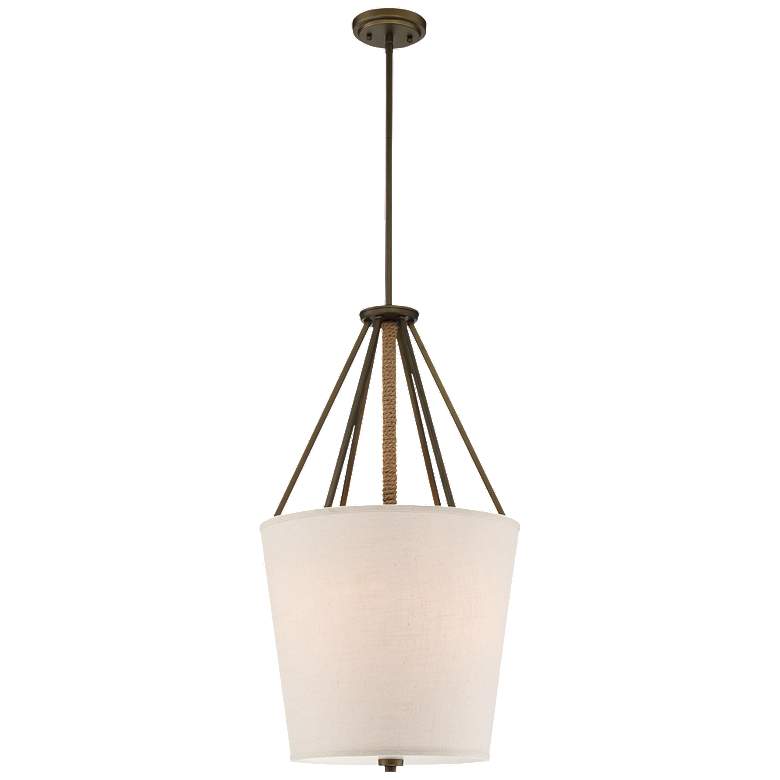 Image 1 3 Light; Seneca 17 in.; Pendant; Mahogany Bronze Finish with Wrapped Rope